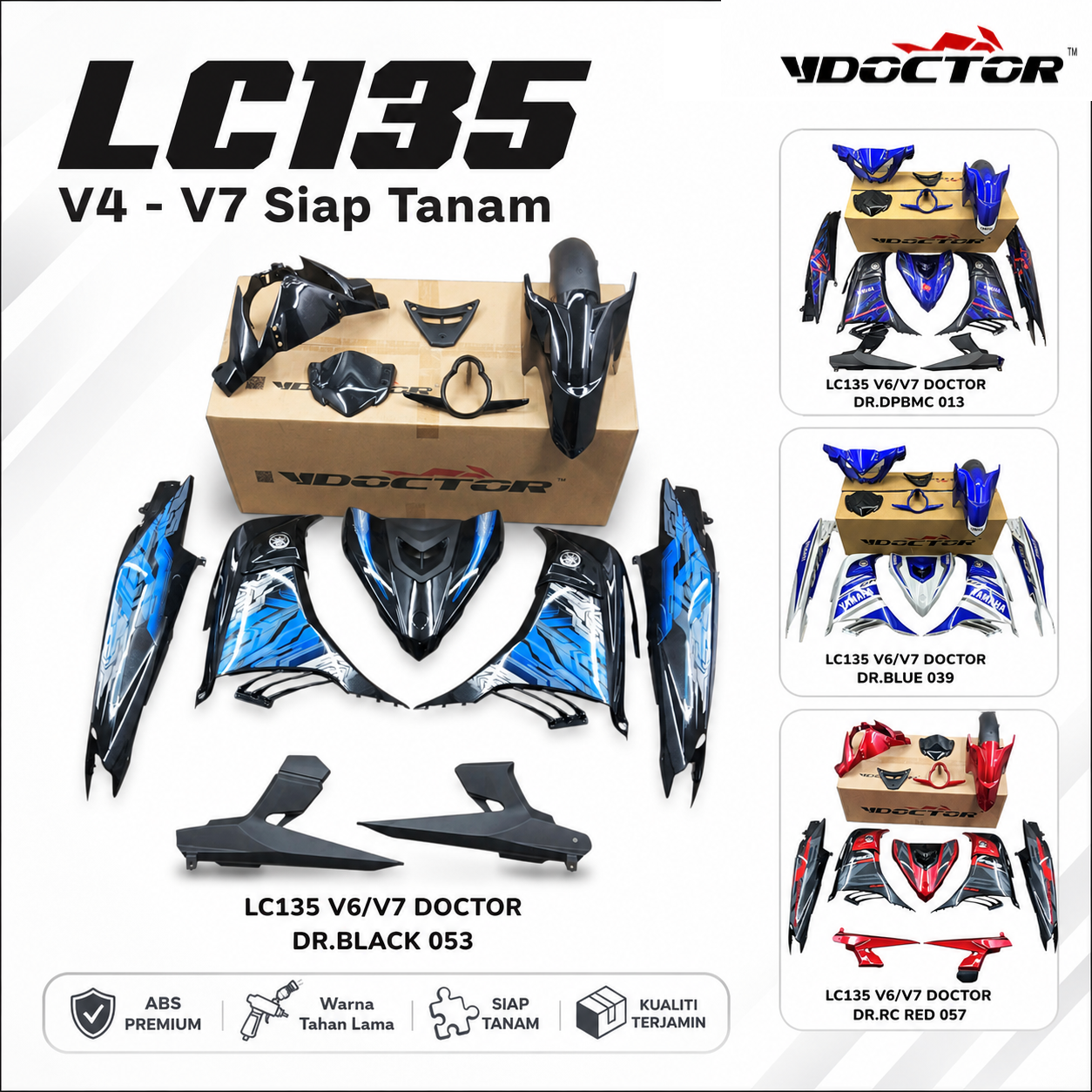 LC135 V4 - V7 Doctor Siap Tanam Cover Set Motor (63 DESIGN)