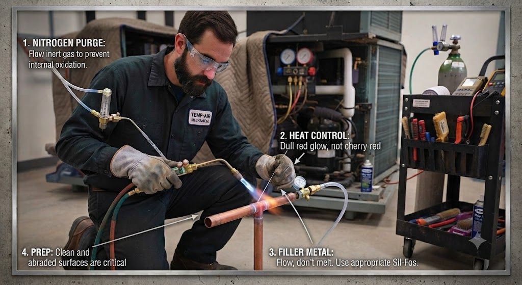copper refrigeration line brazing best practices HVAC