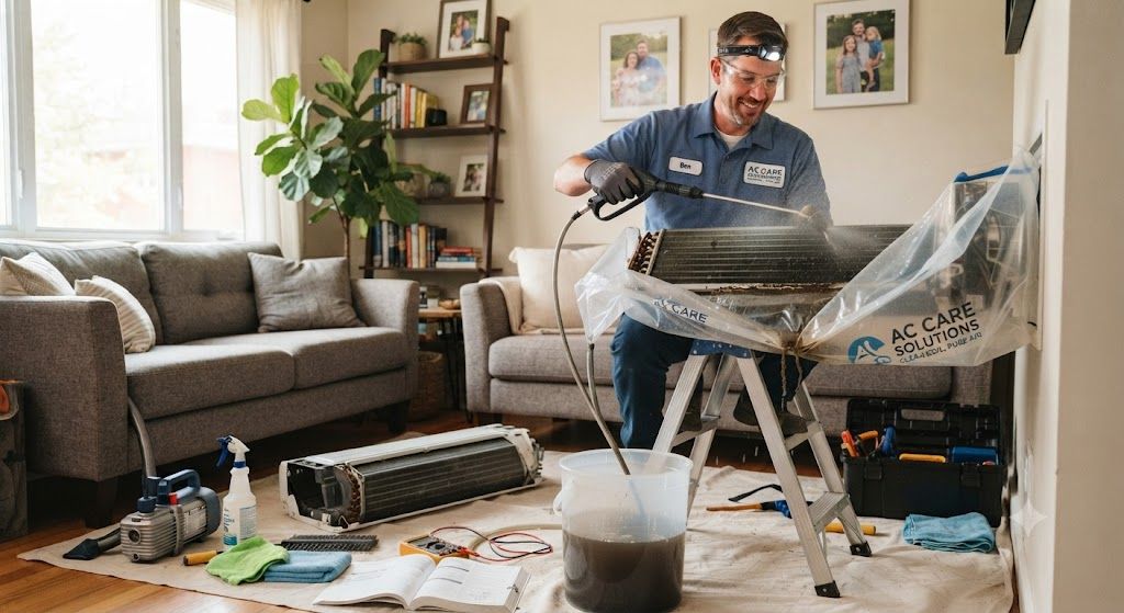 Air conditioning coil cleaning and servicing