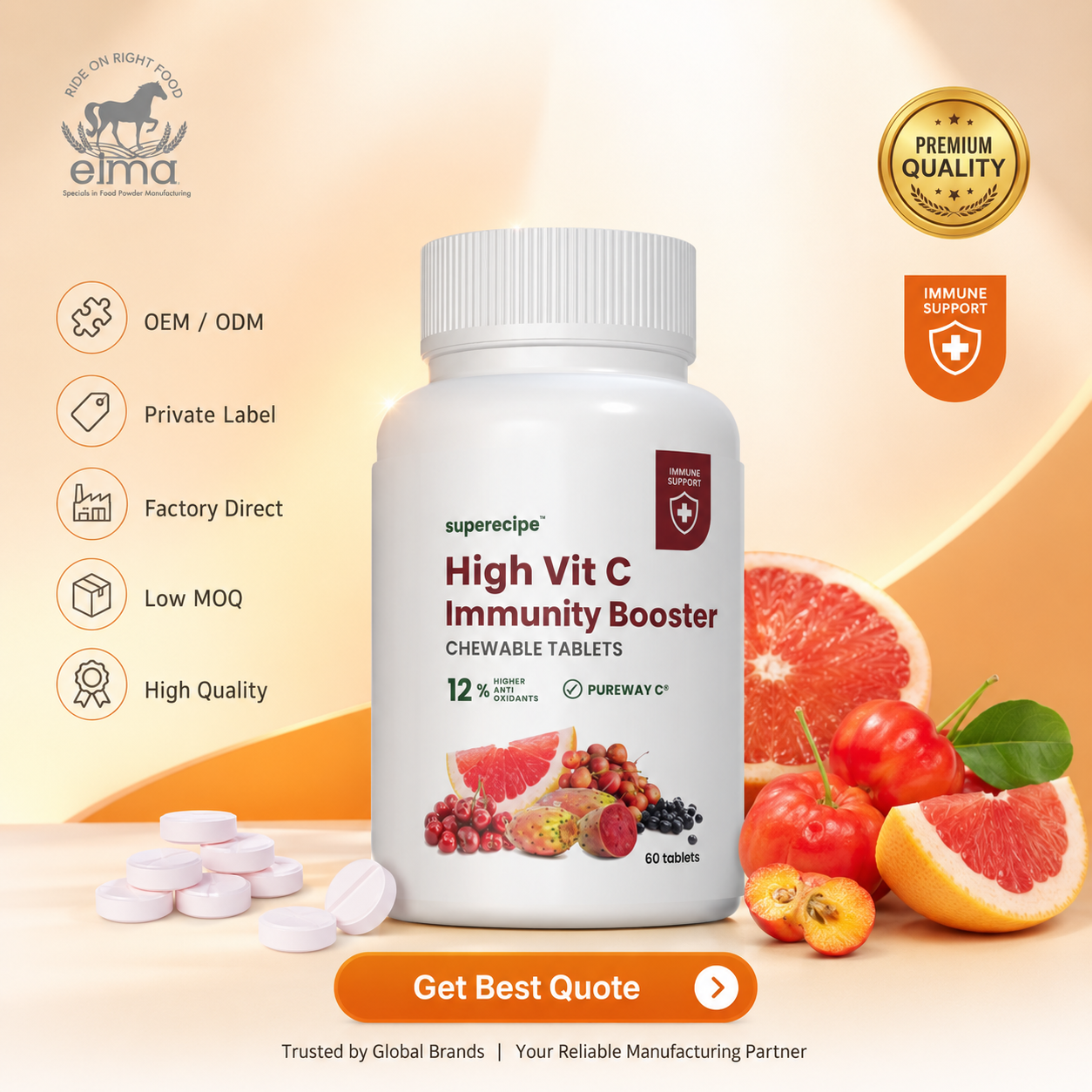 Export-Ready Vitamin C Supplement Tablet Manufacturer for Daily Wellness Brands