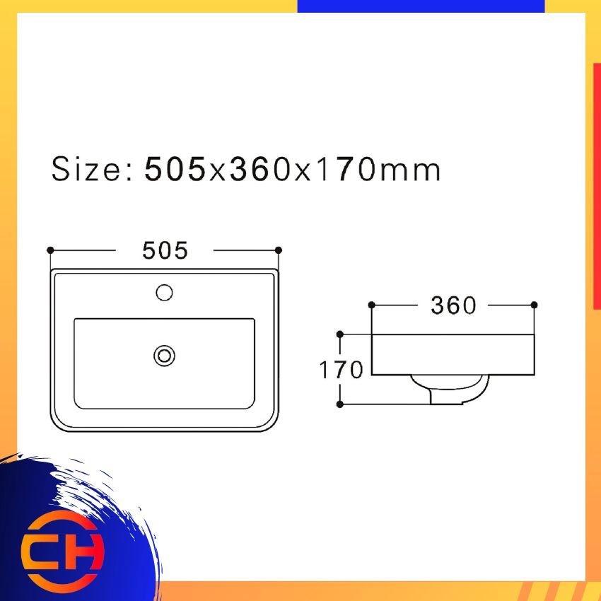 SORENTO WALL HUNG BASINS SRTWB247 ( L505xW360xH170mm )