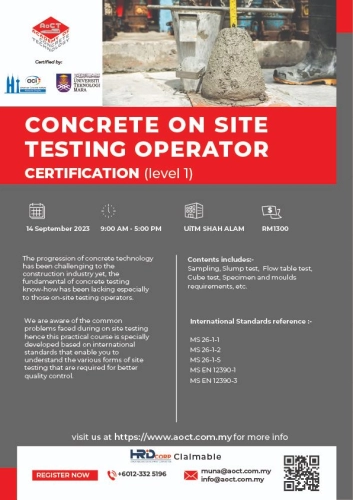 CONCRETE ON SITE TESTING OPERATOR CERTIFICATE LEVEL 1