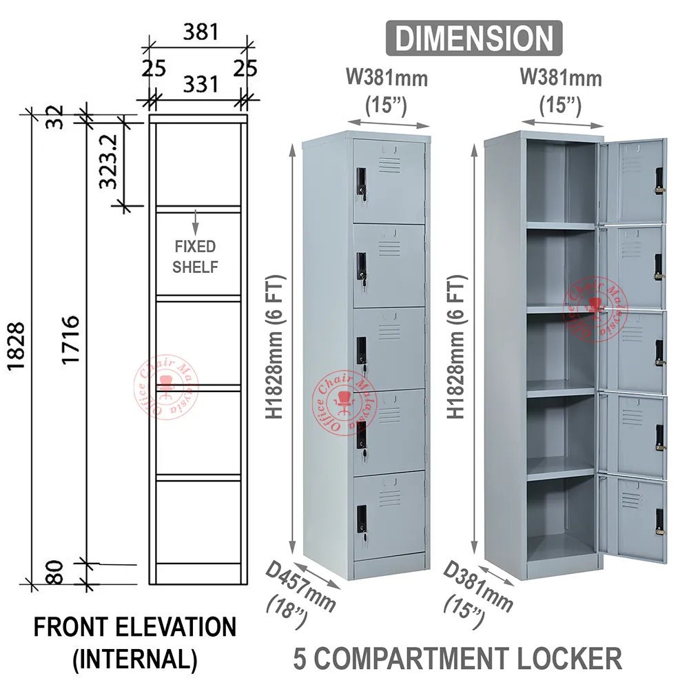 5 Compartment Steel Locker | Metal Locker | Locker Besi | Loker Steel ...