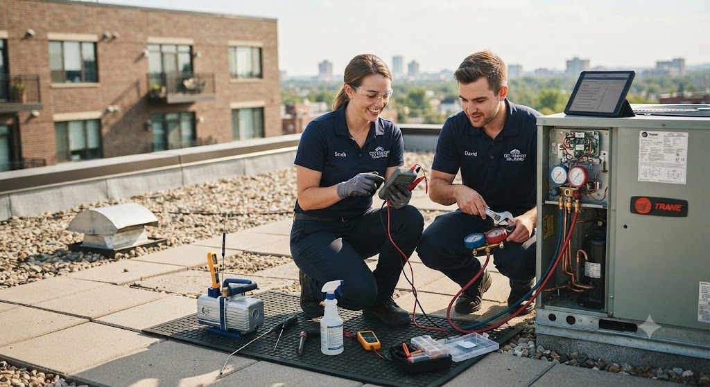 HVAC system servicing techniques