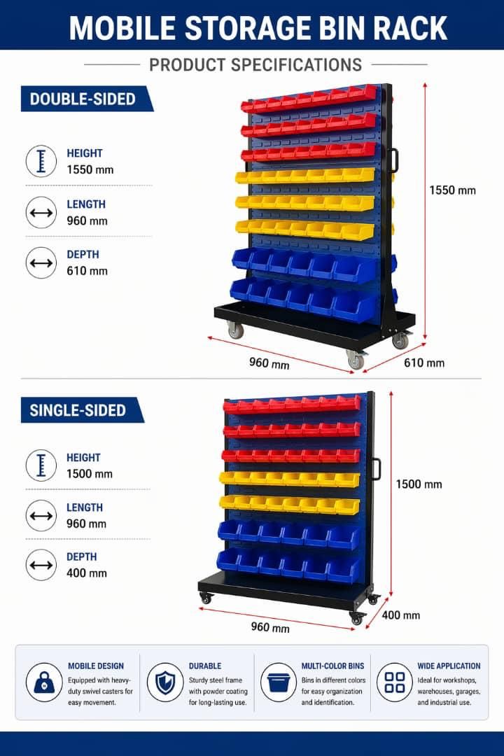 MOBILE STORAGE BIN RACK