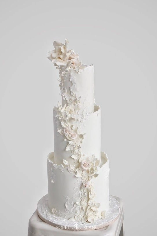 White Bloom Wedding Cake 3 Tier