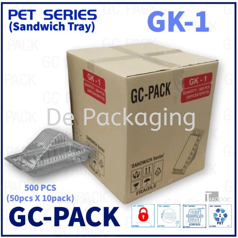 GK-1 Sandwich Box With Lock - Dome Bottom (10pkts/ctn)