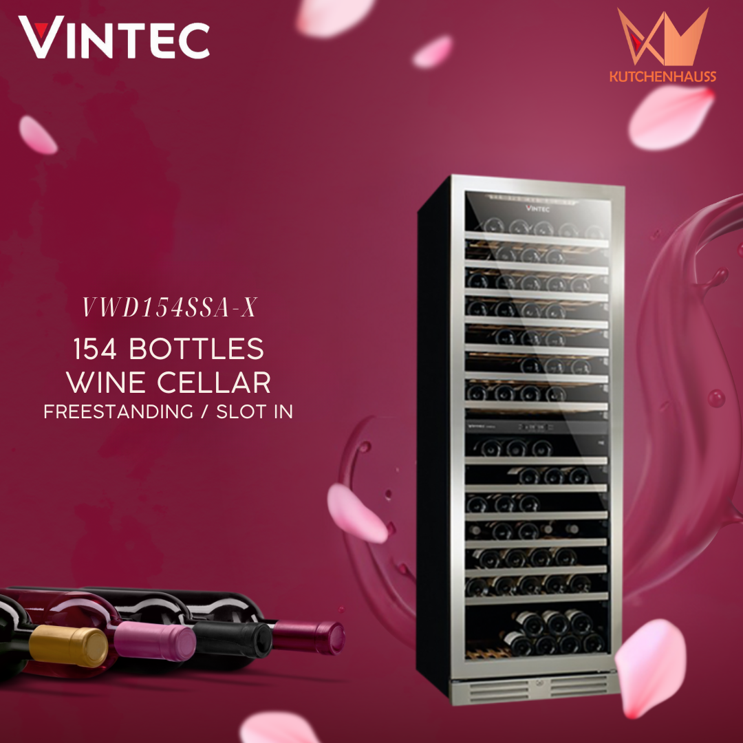 VINTEC - 154 Bottles Freestanding / Slot-in Wine Chiller & Cellar | VWD154SSA-X