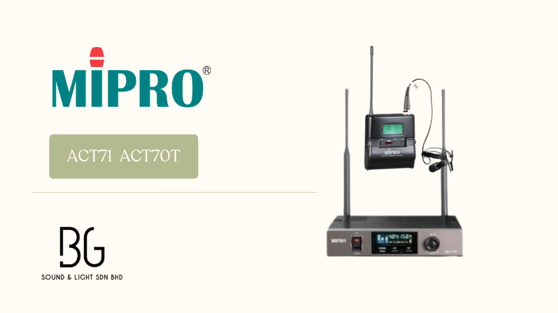 MIPRO ACT-71 Single Channel UHF Wireless Lavalier Microphone System with ACT-70T Bodypack โ Professional True Diversity Receiver