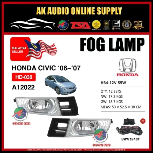 HONDA CIVIC 2006 - 2007 OEM FOG LAMP SPOTLIGHT FULL SET HD-038 - A12022