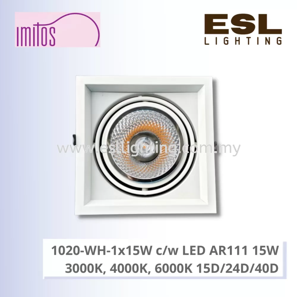 IMITOS 1020-WH-1x15W c/w LED AR111 15W 3000K, 4000K, 6000K 15D/24D/40D