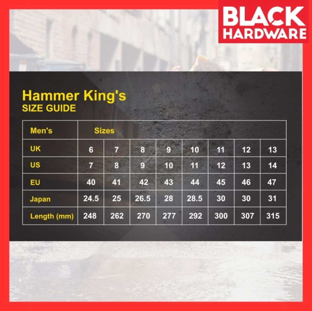 Black Hardware Anti Slip Safety Shoes HAMMER KING Safety Boot Boots Men Women High Cut Kasut Kerja Lelaki Hitam Kasut Safety Sport Keselamatan Kesihatan Kulit Lelaki Leather Boots Working Kitchen Shoes Chef Men Women g工业鞋 做工鞋 厨师鞋