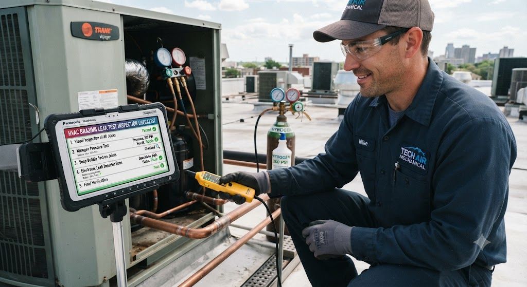HVAC brazing leak test inspection checklist