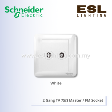 SCHNEIDER Affle Plus 2 Gang TV 75Ω Master / FM Socket - A3G32TVFMM_WE