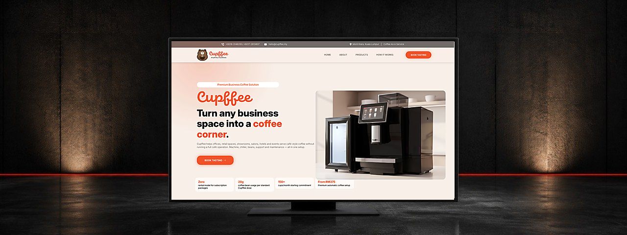 Cupffee Coffee-as-a-Service Website Design Case Study in Kuala Lumpur