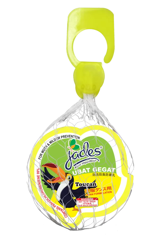 Jades Moth Repellent 90gm - Toucan (Yellow) (Mothballs / Ubat Gegat)