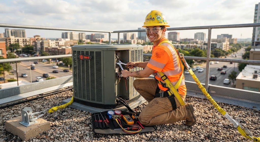 HVAC contractor working at height safety requirements