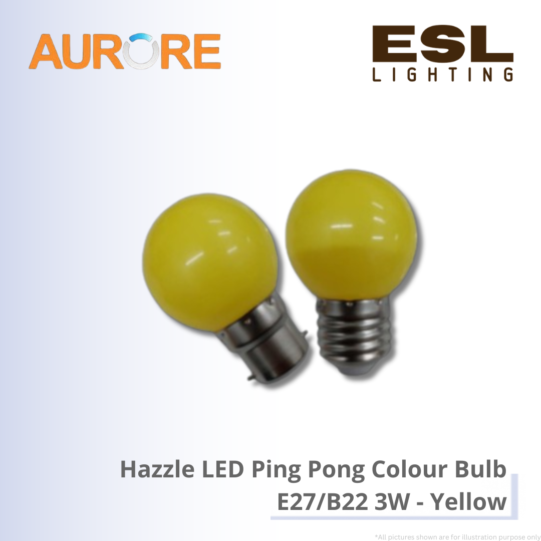 AURORE Hazzle LED Ping Pong Colour Bulb E27/B22 3W - Yellow