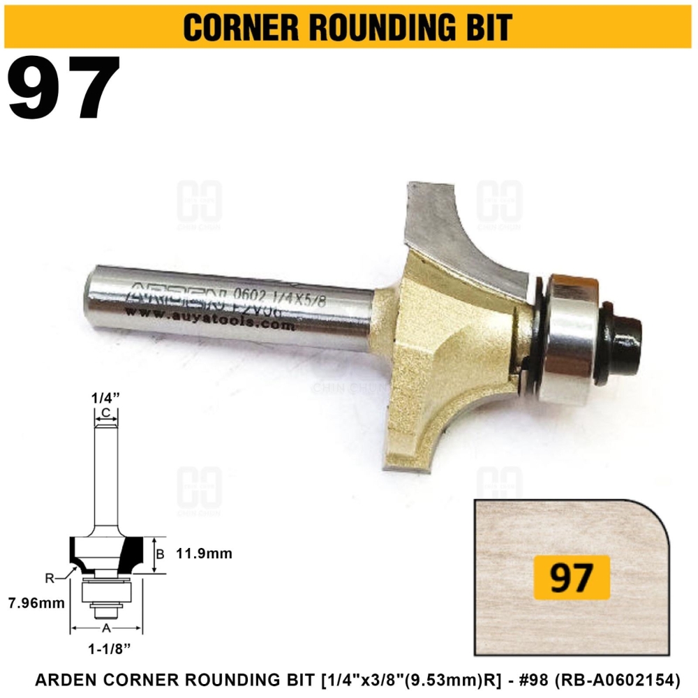 ARDEN CORNER ROUNDING BIT 1/4"x5/16" 7.94mm #97 (RB-A0602134)