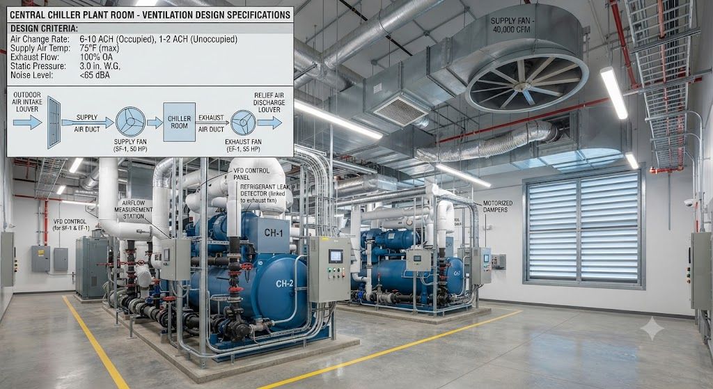 Chiller plant room ventilation design specs