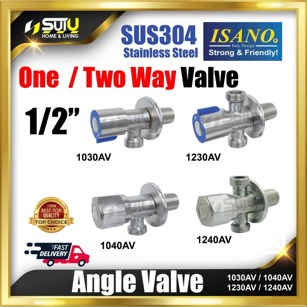 ISANO 1030AV / 1040AV / 1230AV / 1240AV SUS304 Stainless Steel 1/2" One / Two Way Angle Valve