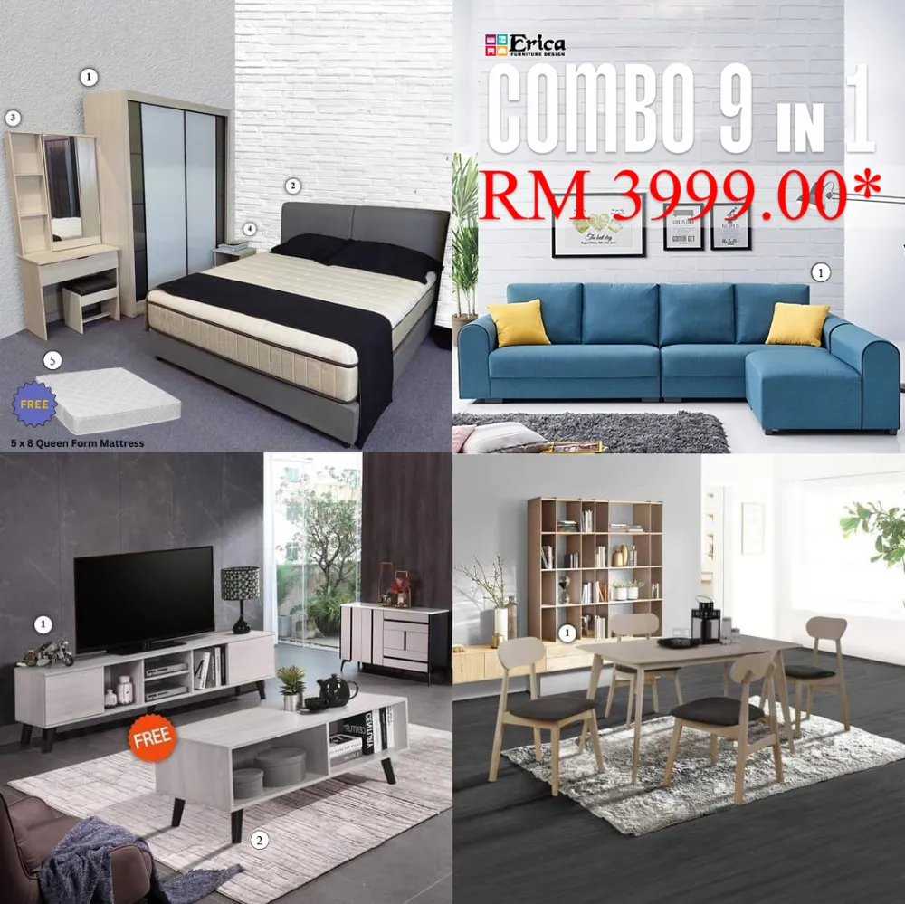 COMBO 9in1 - SOFA/BEDROOM SET/DINING SET/LIVING ROOM