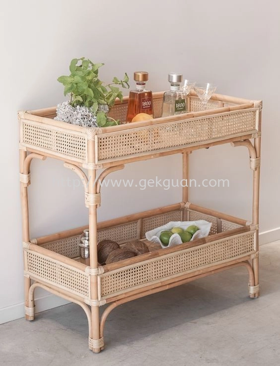 Rattan Bar Trolley - 009