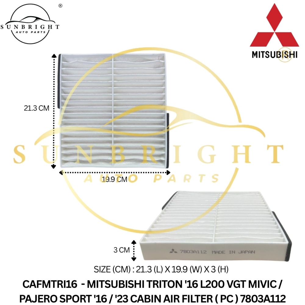 CAFMTRI16 - MITSUBISHI TRITON '16 L200 VGT MIVIC / PAJERO SPORT '16 CABIN AIR FILTER ( PC ) 7803A112