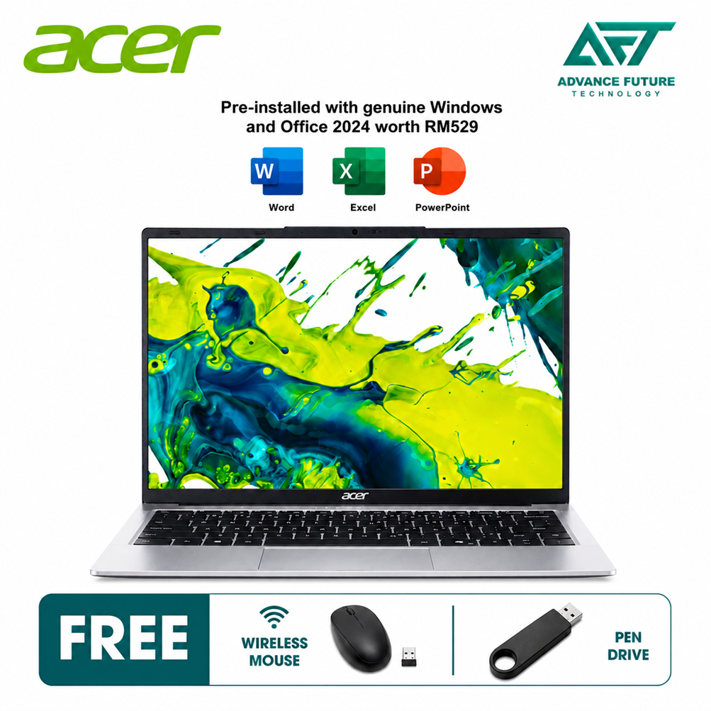 Acer Aspire Lite 14 AL14-45P-R1LF 14" WUXGA Laptop Pure Silver ( AMD Ryzen 3 5400U, 8GB, 512GB SSD, ATI, W11, H&S 2024+M365 )