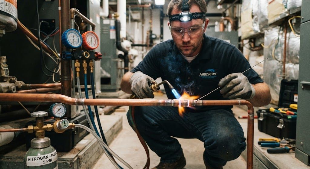 HVAC brazing nitrogen purging best practices refrigeration