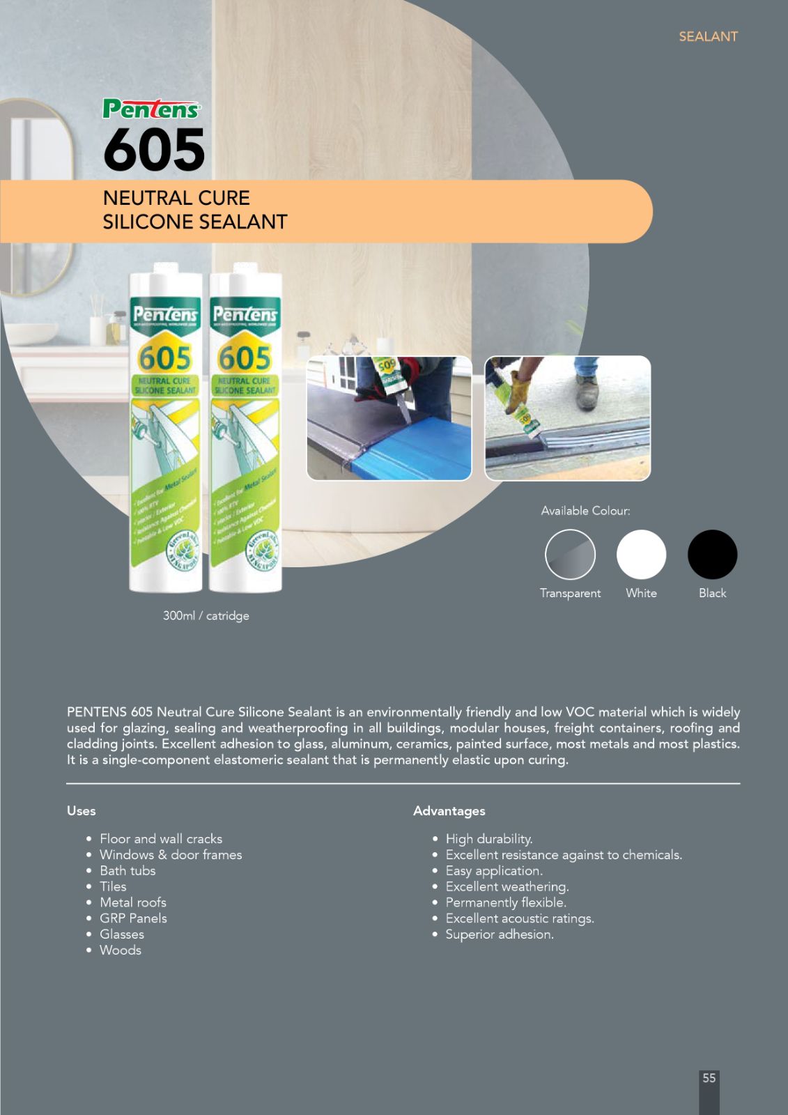 Pentens 605  |  Neutral Cure Silicone Sealant