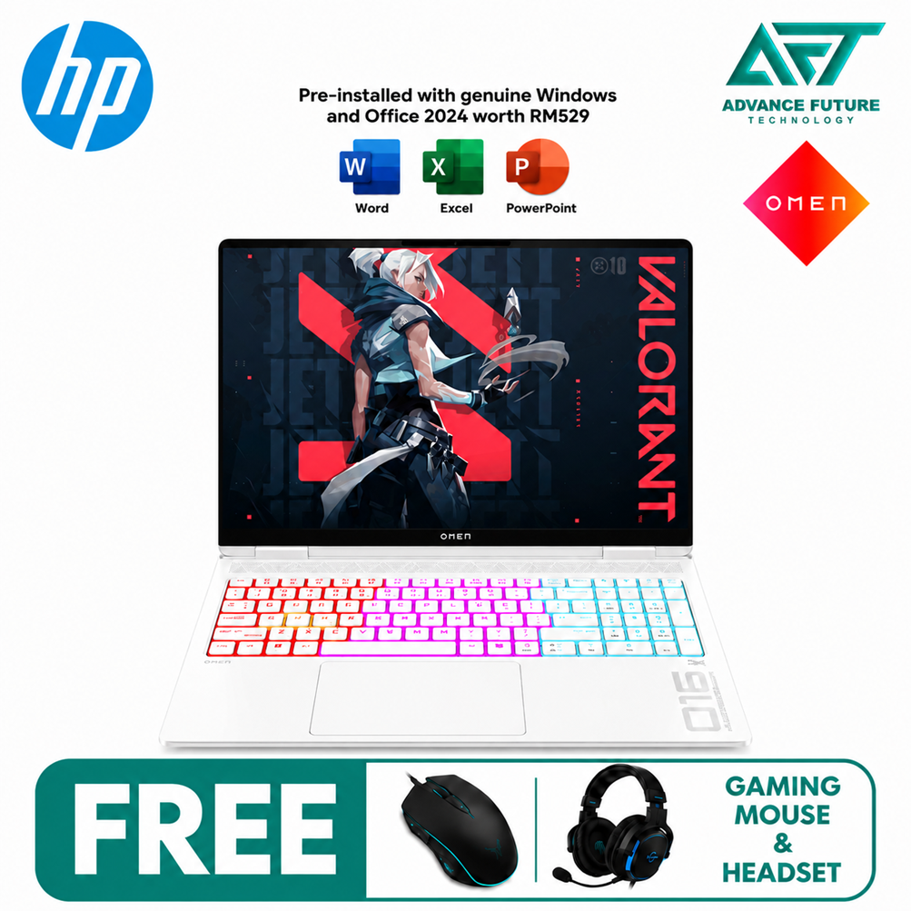 HP Omen Max 16-ak0061AX 16" 2K 165Hz Gaming Laptop Ceramic White ( AMD Ryzen AI 7 350, 16GB, 1TB SSD, RTX5070, W11, H&S 2024&M365 )