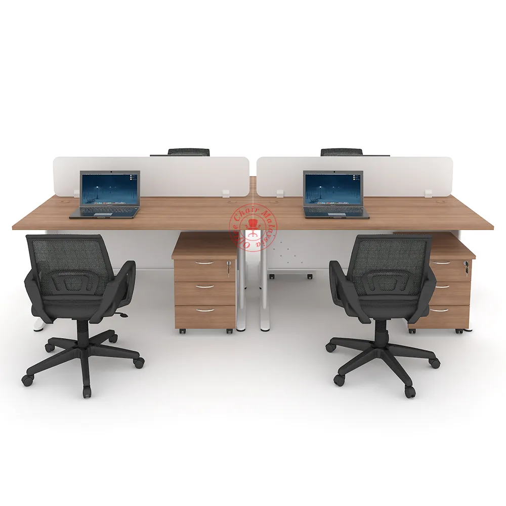 MJ Rectangular Workstation Cluster of 4 / Office Table Workstation / Meja Pejabat Kerja / Meja office