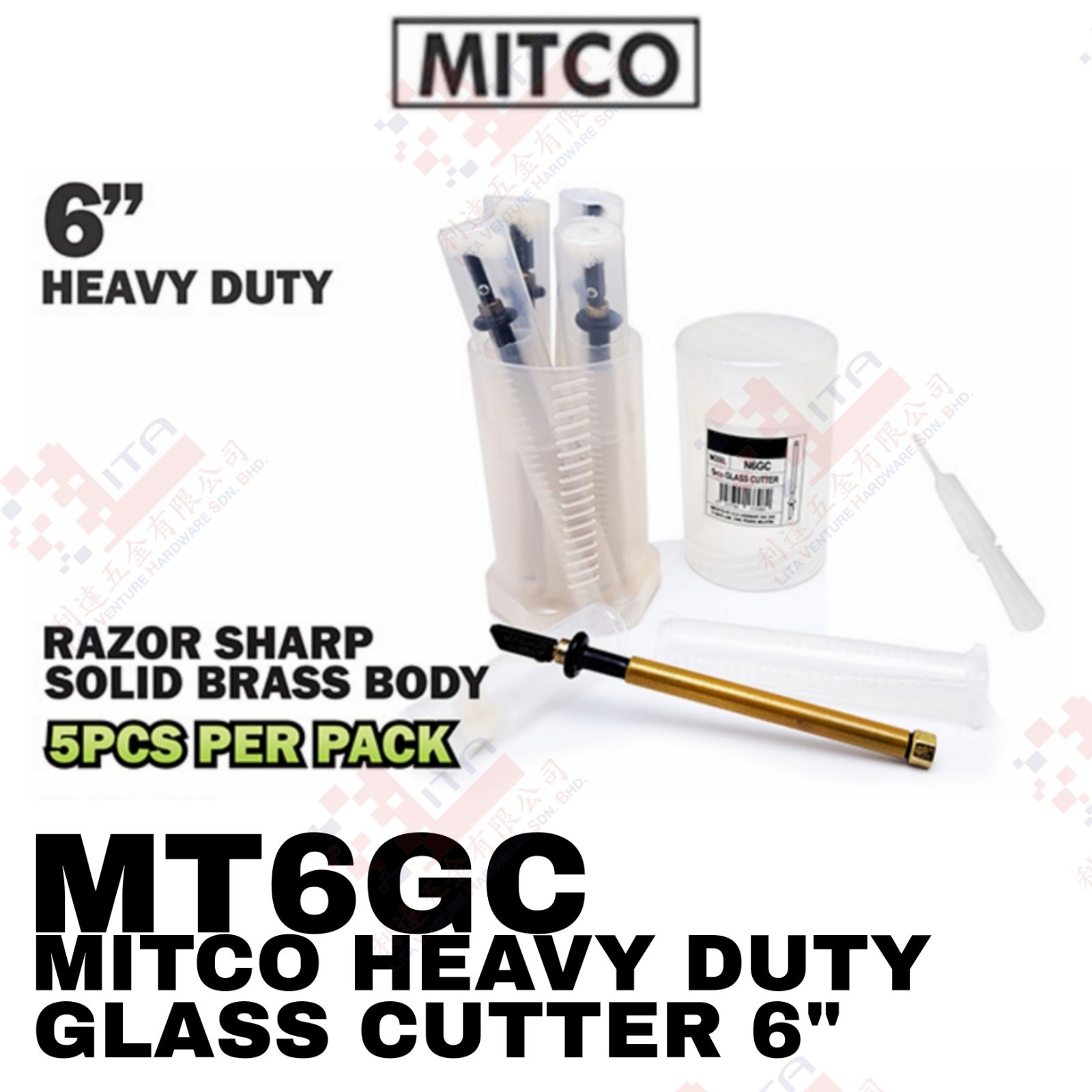 MITCO BRAND 6'' HEAVY DUTY GLASS CUTTER - MT6GC