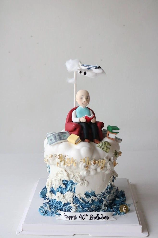 Pilot Aeroplane Sea Wave Cake