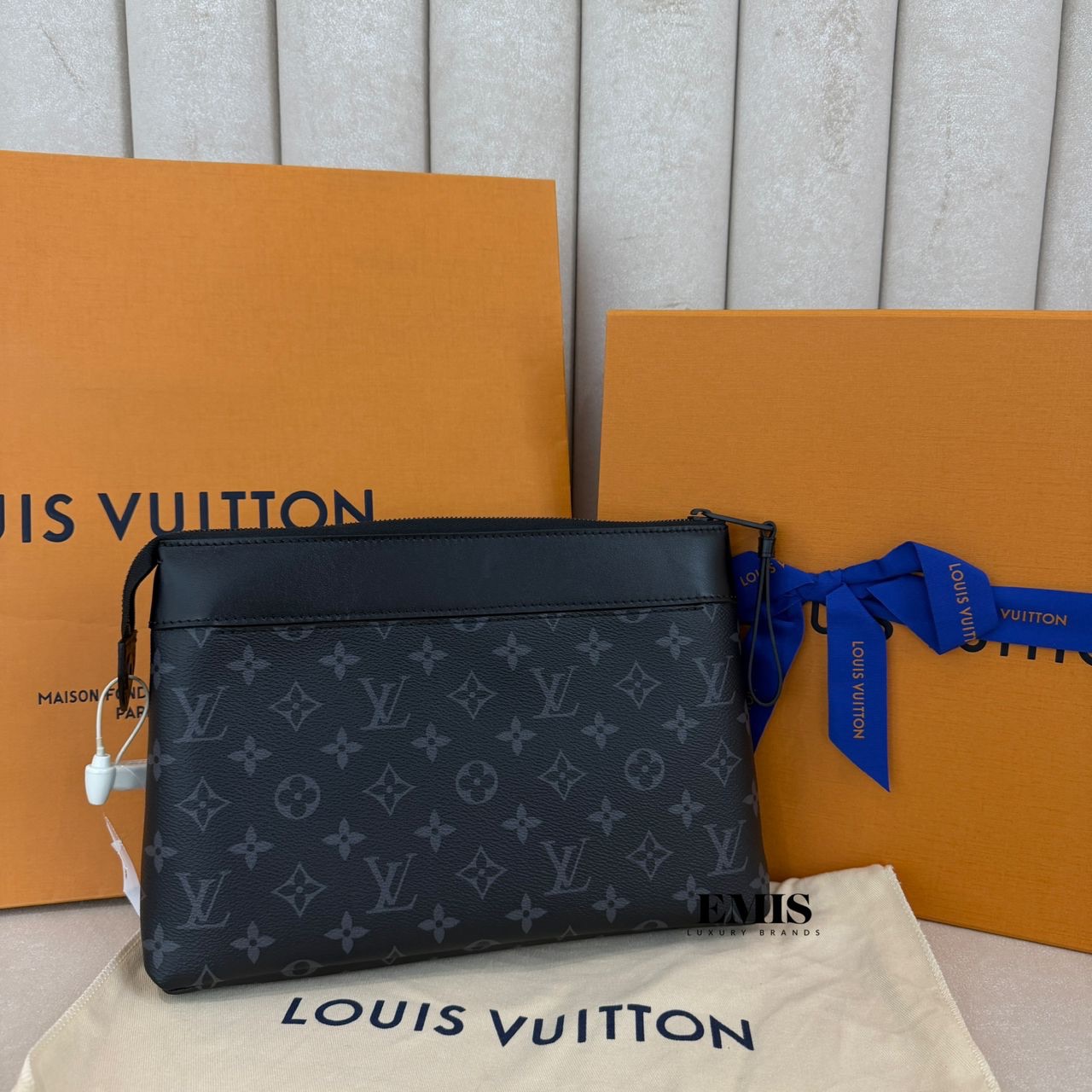 Louis Vuitton Monogram Eclipse Pochette Voyage Souple M82543- Preloved Luxury Bag