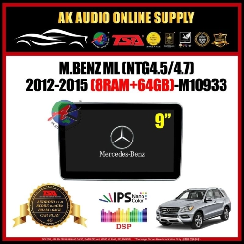 Mercedes-Benz ML 2012 -2015 [ 8RAM + 64GB ] 9'' inch IPS + 4G + Carplay + 8 Core Android Player - M10933 - AK Audio Supply Sdn Bhd