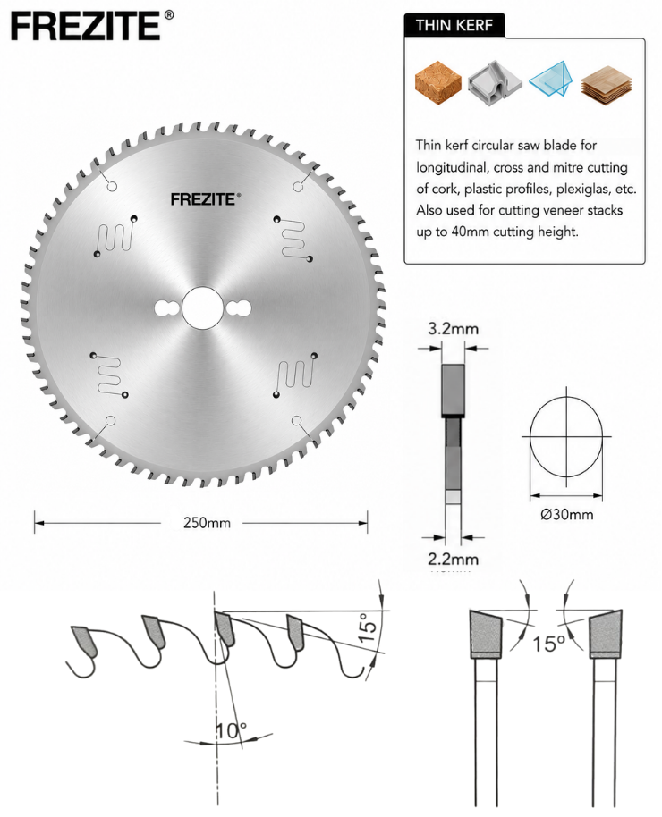 Frezite 10" X 3.2/2.2 X 30H X 80T TCT SAW BLADE