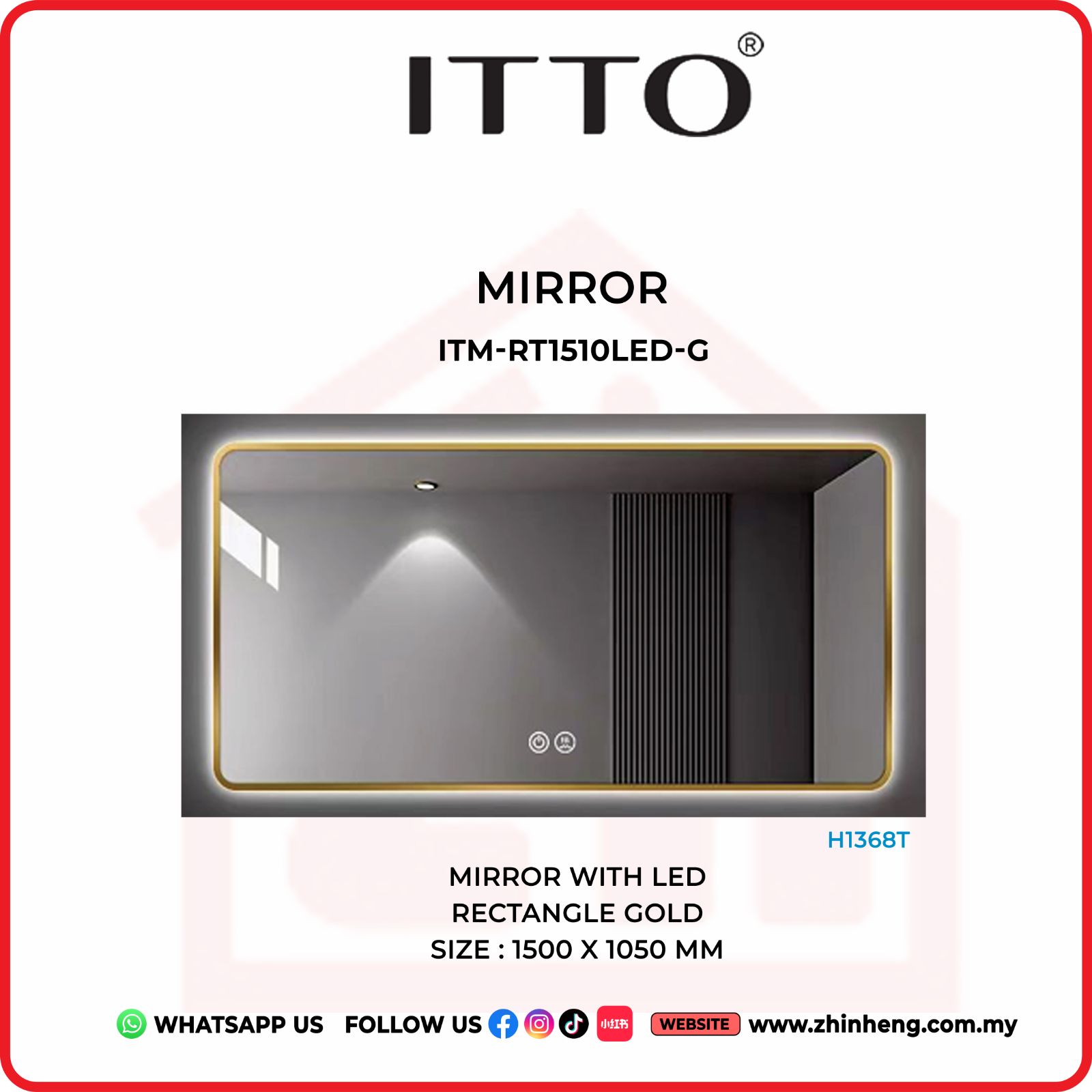 ​​​​​​​ITTO MIRROR WITH LED ITM-RT1510LED-G