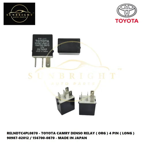 RELNDTC4PL0870 - TOYOTA CAMRY DENSO RELAY ( ORG ) 4 PIN ( LONG ) 90987-02012 / 156700-0870 - MADE IN JAPAN