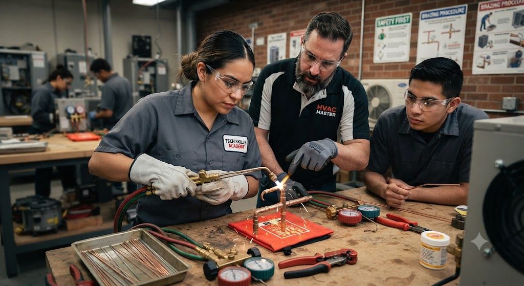 HVAC brazing training for copper tubing installation
