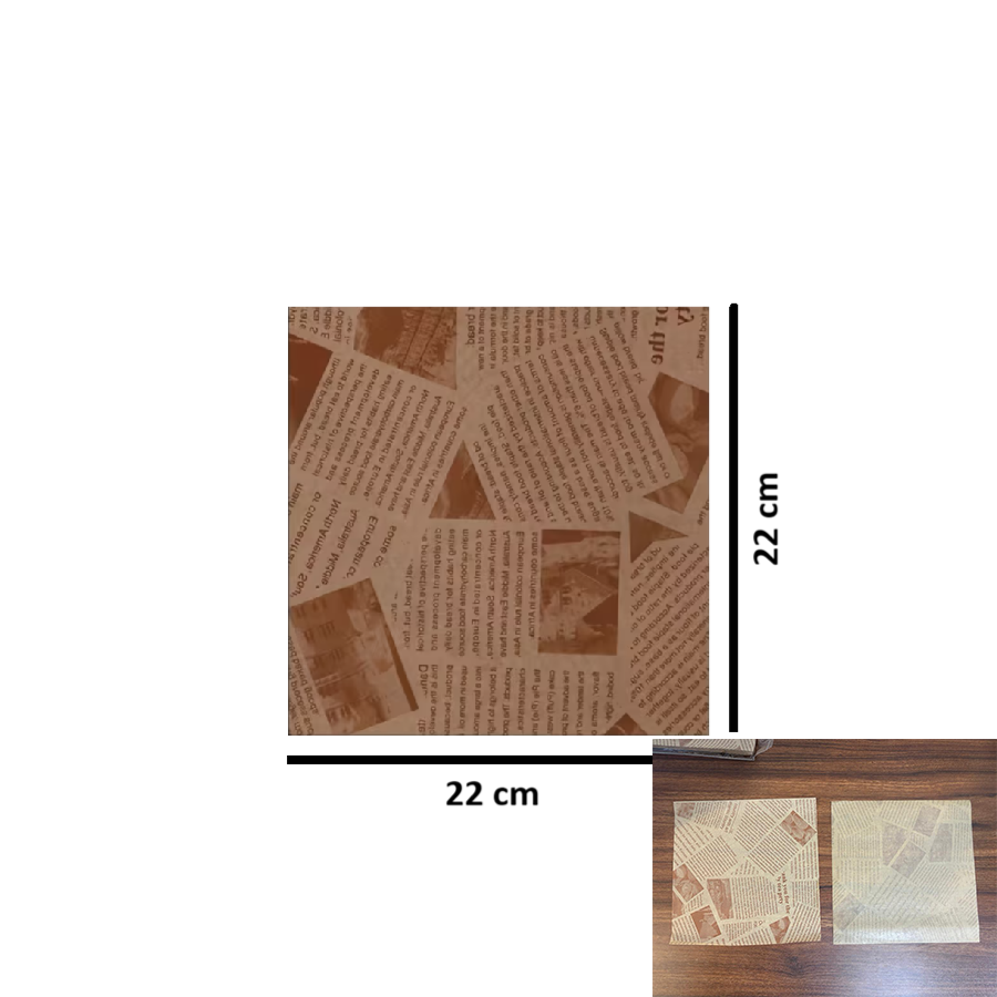 (22x22cm) BROWN Food Wrapping Parchment Grease Paper / Test Liner Food Wrapper Paper