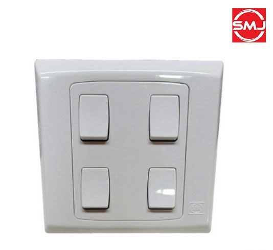 MK S8874W1WHI 10A 4 Gang 1 Way SP Switch (SIRIM Approved)