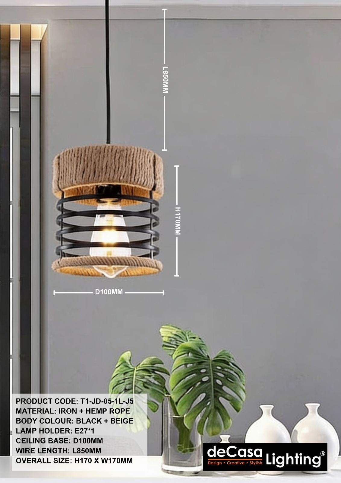 DESIGNER PENDANT LIGHT (T1-JD-05-1L-J5)