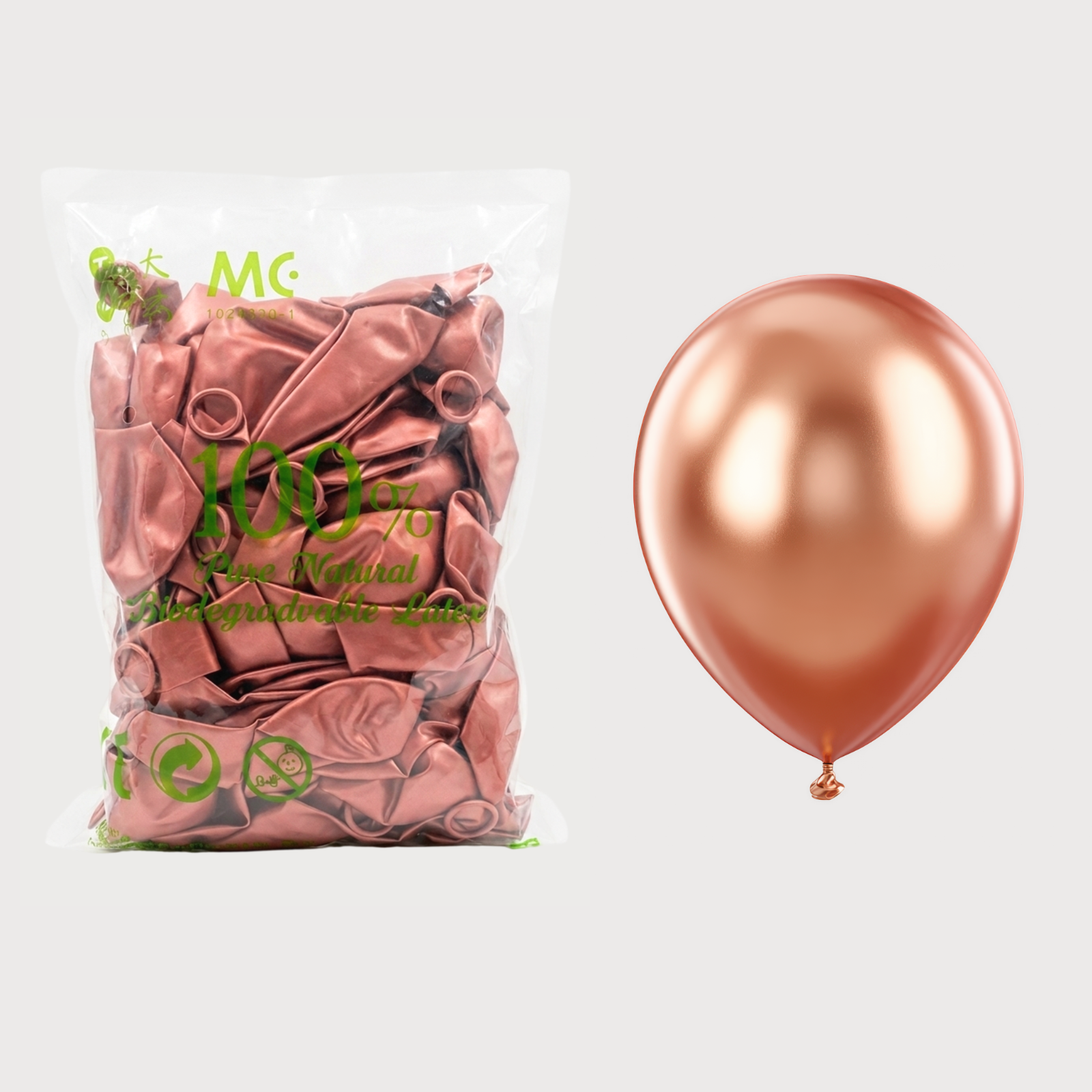 12inch Metallic Balloons - Rose Gold 100pcs (B-MR12-RG)