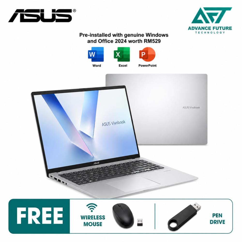 Asus VivoBook 16 A1607A-AMB326WS 16" WUXGA Laptop Cool Silver ( Intel Core Ultra 5 325, 16GB, 512GB SSD, Intel, W11, H&S 2024&M365 )
