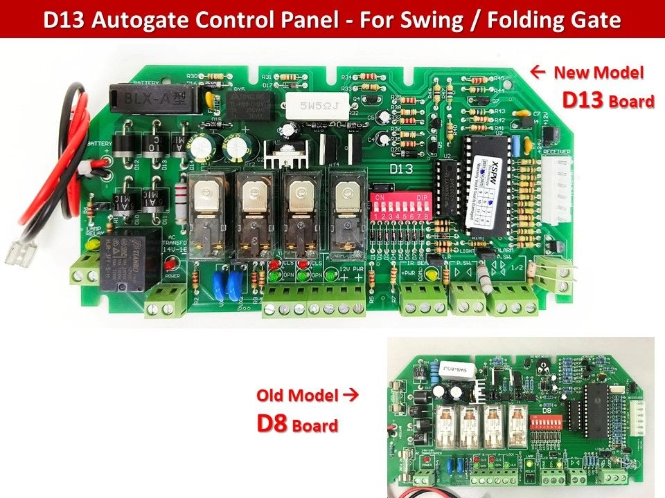E8 D11 4CH Arm Board - 4CH 433mhz Built-in Receiver Swing / Folding Gate Control Panel - Complete with Remote Set (Optional) - Replace M1 Board