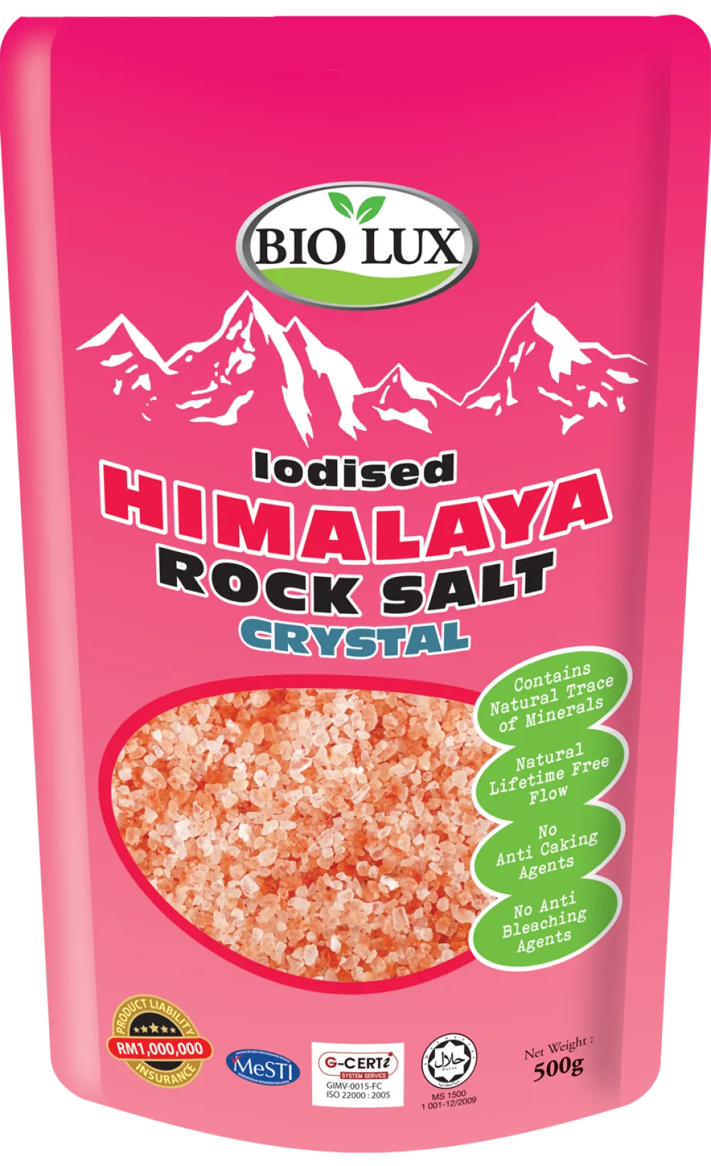 Biolux Iodised Himalaya Rock Salt Crystal 500g