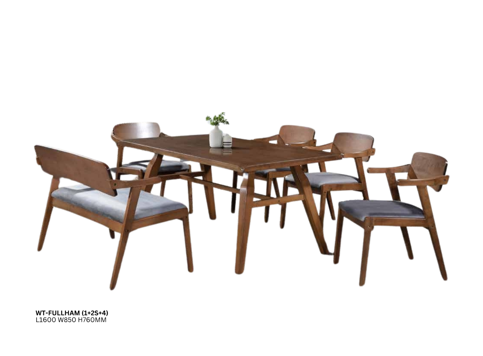 DINING SET (PLZ WT-FULLHAM 1+2SEATER+4)