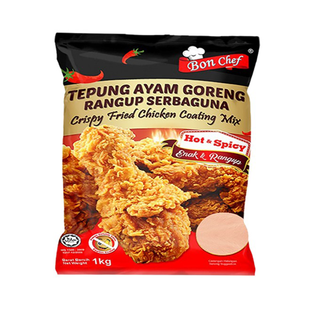 Bon Chef Tepung Ayam Goreng Hot & Spicy Pedas / Fried Chicken Coating Mix Hot & Spicy 1kg